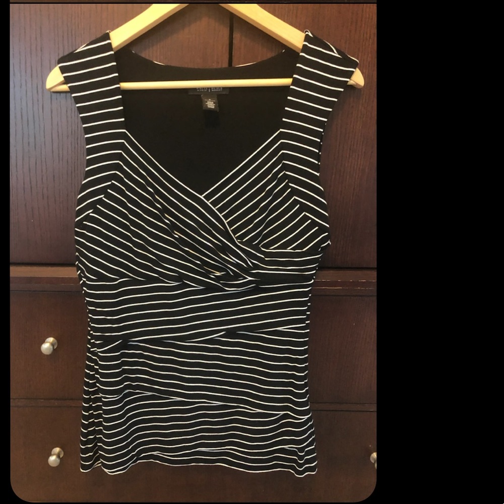 Black house white market striped tank top